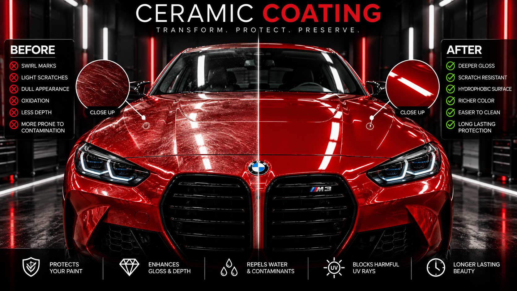 Ceramic coating protecting vehicle finish