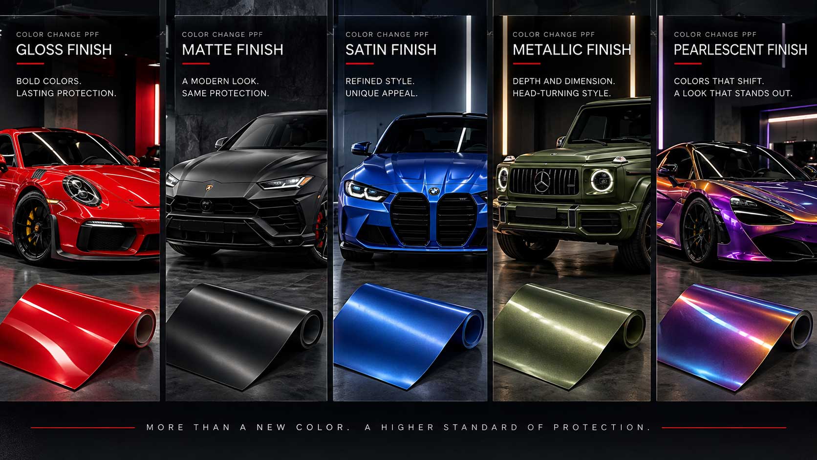 color PPF comes in different finishes