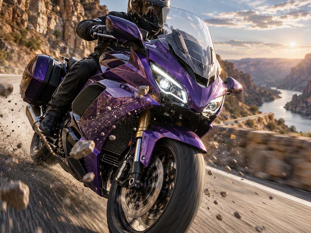 Paint protection film on motorcycle