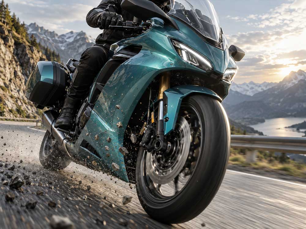 Paint protection film on motorcycle